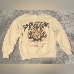 Zara Cream Tiger Graphic Sweatshirt